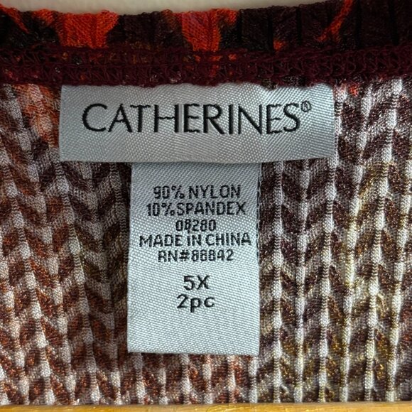 NEW CATHERINES Draped Open Kimono Wrap in Rich Burgundy Textured Floral SZ 5X - Picture 7 of 9